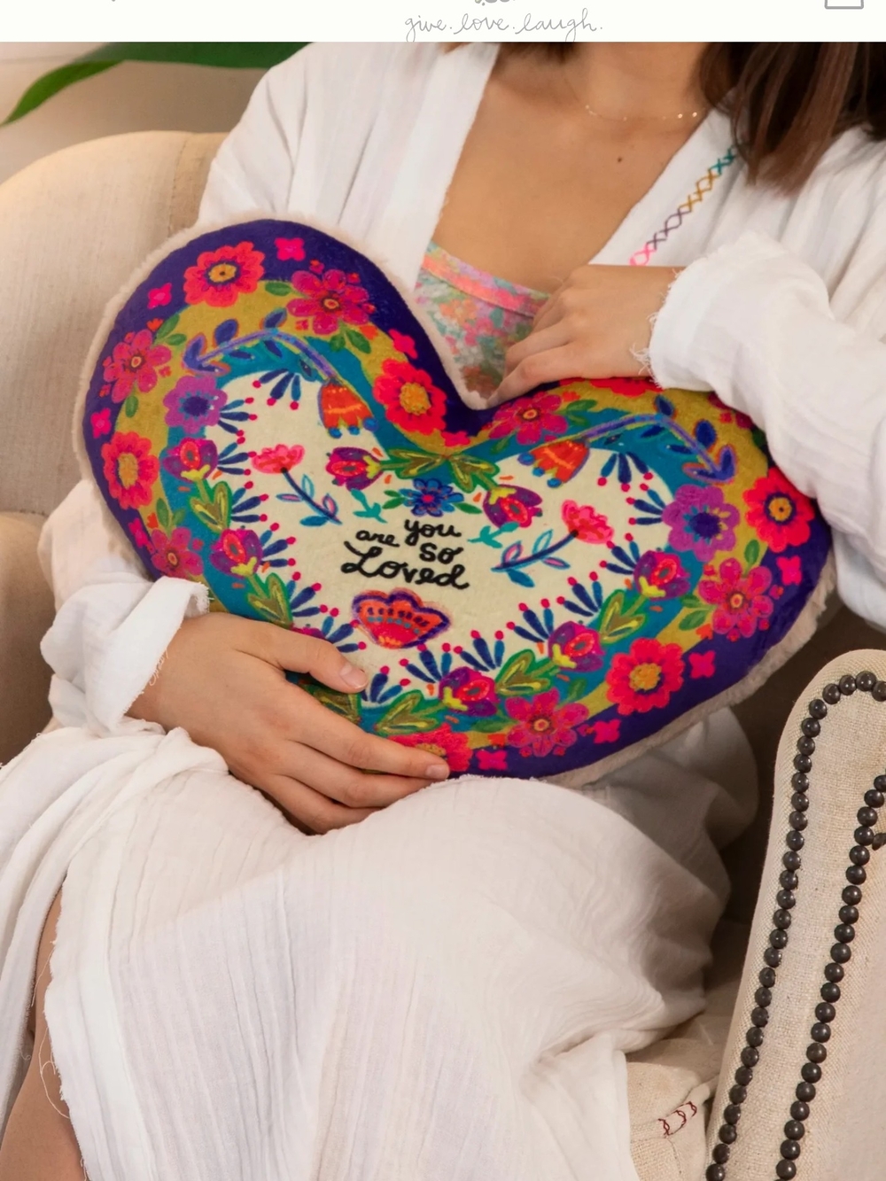 NATURAL LIFE Heart-Shaped Floral Weighted Pillow With Faux Fur 💕